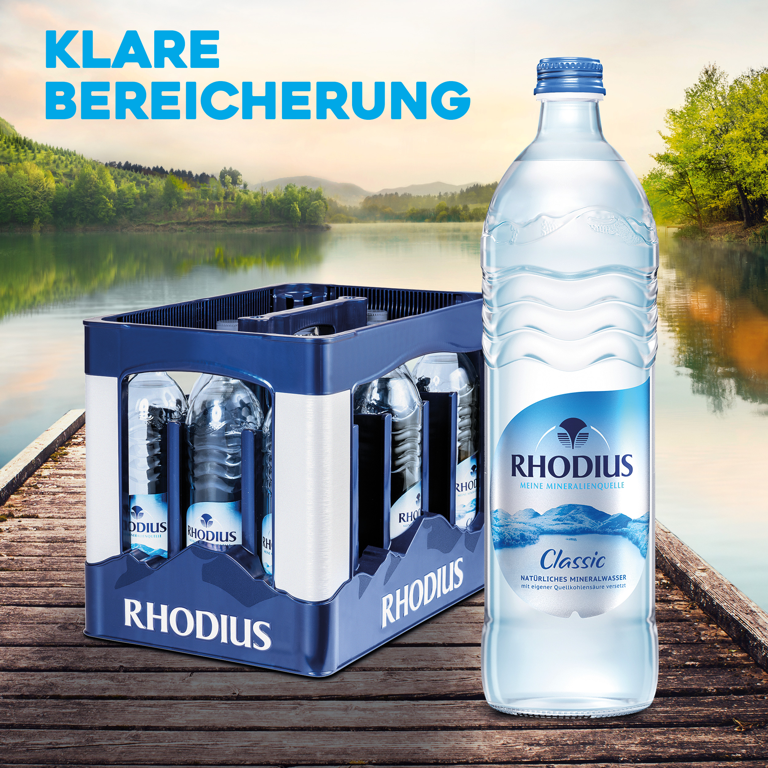 Read more about the article RHODIUS Mineralquellen führt neues 12 x 0,75 L Design-Glasgebinde ein